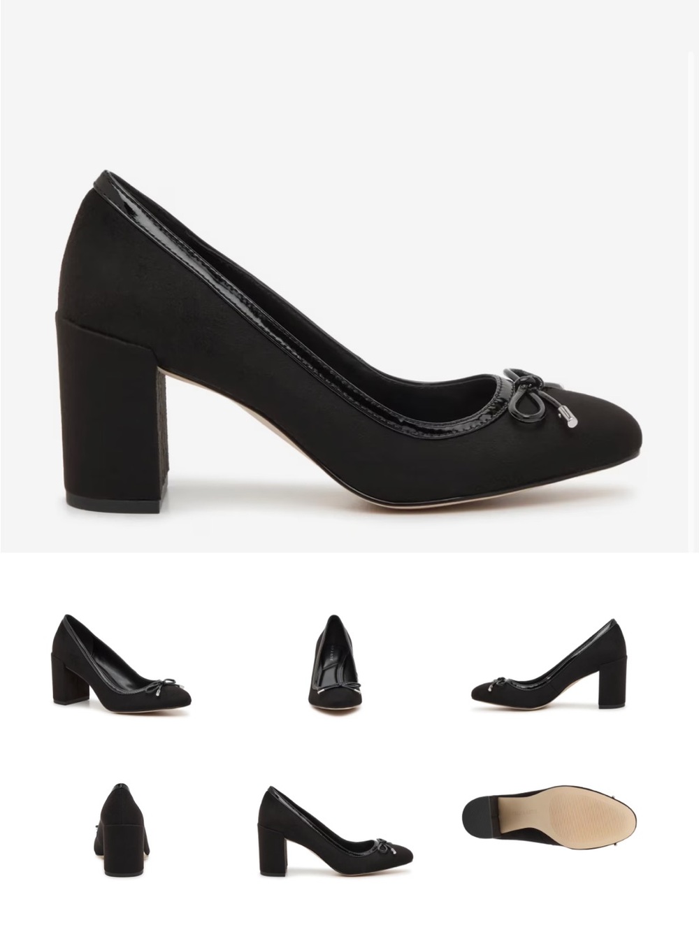 New in box - Kelly & Katie Black Suede Block Heel Pumps with Bow - Picture 3 of 9